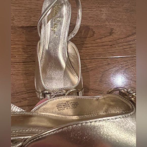 Lilly Pulitzer Jules Slingback Kitten Heels Size 6 Gold - Picture 6 of 6